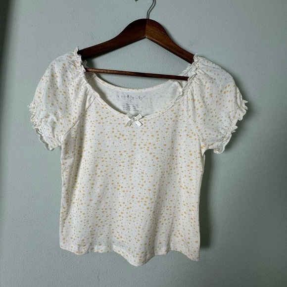 NWOT Eye Candy Top White Yellow Floral Cap Sleeve Top - Picture 1 of 5